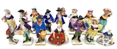 A collection of 19th century and later miniature porcelain figures to include four Watson & Co
