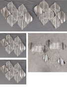 A set seven of chrome and glass wall appliques by Angelo Brotto for Esperia. H.60 W.69cm each