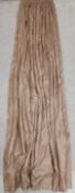 A pinch-pleat hessian backed cotton curtain in pale pink. H.270 W.56cm