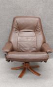 Skoghaug Industries of Norway, a vintage reclining armchair with maker's label on a laminated ply
