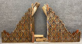 A late 18th/early 19th century hand painted and shaped Moroccan architectural archway, with