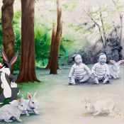 Corinne Charton (b.1954), a large signed contemporary oil on linen titled 'Unfortunate Disguise'