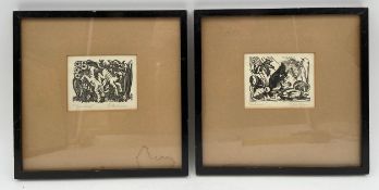 A pair of signed woodcut prints titled 'Spring' and 'Autumn' respectively by Robert De Quinn. Both