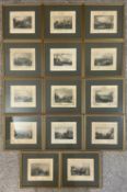 A collection of fourteen 19th century hand coloured engravings depicting English towns and villages.