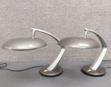 A pair of 1960's Spanish 'Boomerang' desk/table lamps by Fase, with marks to the base. H.40 Dia.