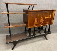 A mid-century Brasilia Bar from the Eternity Collection by Oscar Niemeyer, with four tiered teak