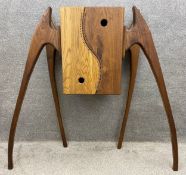 An unusual contemporary teak and copper-thread 'Free Standing Arachnicab' cabinet, on four spider-