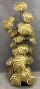 A large vintage gilt sheet metal Monstera plant floor lamp in the style of Maison Jansen. H.182cm.