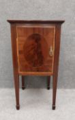 A 19th century mahogany and crossbanded pedestal cabinet. H.73 W.39.5 D.53cm