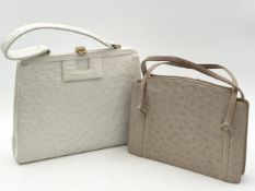 Two ostrich leather handbags. H.22 W.29cm (largest).