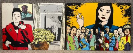 Julian Pedraza (b.1982), two contemporary acrylic portraits on canvas. One signed and dated to the