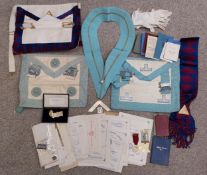 A collection of Freemason's regalia and documents relating to the Shurmur Masonic Lodge, Essex, to