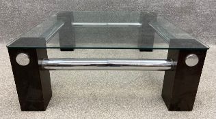 A mid-century ebonised chrome and glass coffee table by Martin Visser for Spectrum. H.37 W.92 D.