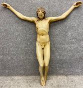 A large 19th century cast and painted fibreglass Corpus Christi figure. H.150 W.133cm.