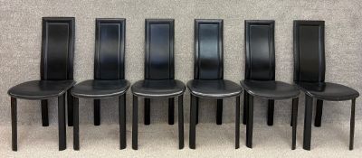 A set of six contemporary Italian leather high back dining chairs by Frag. H.98cm.