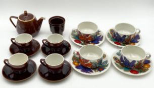 A matched part tea/coffee set by Villeroy and Boch to include four two-tone brown and white cups and