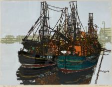 H. J. Jackson (b.1938), a signed and dated limited edition linocut titled 'Fish Wharf/1' 1966.