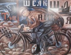 Natalia Goncharova (1881-1962), a Cubo-Futurist lithograph after the original painting titled '
