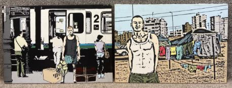 Julian Pedraza (b.1982), two signed and dated contemporary acrylics on canvas titled 'La Dolce Vita'