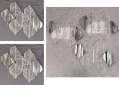 A set seven of chrome and glass wall appliques by Angelo Brotto for Esperia. H.60 W.69cm each