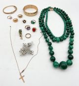 A collection of jewellery to include two hallmarked gold signet rings, a silver ring with stones,