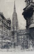 Luigi Kasimir (1881-1962), a signed etching titled 'Stephansdom, Wien'. Framed and glazed. H.51 W.