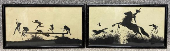 After Karl Wilhelm Diefenbach (1851-1913), a pair of lithographs from a series of silhouette prints.