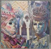 Stan Kaminski (b.1952), a signed oil on canvas depicting two figures from The Venice Carnival in