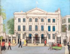 Ernest H. Amor (1889-1967), a signed oil on board dated 1935 depicting the King's Guard on parade