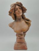 After L. Goyeau, an early to mid 20th century painted resin bust titled 'Judith', with an incised