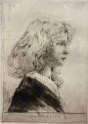 Norbert Goeneutte (1854 - 1894), a 19th century etching, portrait of a girl, signed and dated 1885