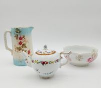 A Franklin Mint Victoria and Albert Museum 'Chelsea-Derby' teapot, along with a small hand painted