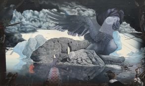 Jean-Michel Lengrand (b.1955), a large signed and dated fantastical oil on board titled 'The Sphinx'