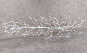 A contemporary metal ceiling light/chandelier having twenty fittings on a naturalistic armature of