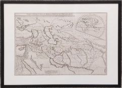 A late 18th century French map of ancient civilisations in Europe and Asia titled 'Partie