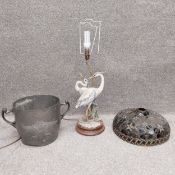 Three items to include a signed Giuseppe Armani for Capodimonte porcelain and brass figural table