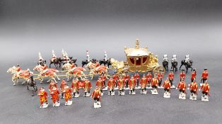 A forty eight piece set of early to mid 20th century painted lead Royal themed toys to include a