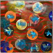 Dale Devereux Barker (b.1962), a contemporary signed and dated abstract vitreous enamel on steel