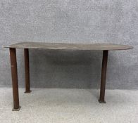 An industrial steel work bench. H.74.5 W.140 D.70cm