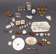A collection of sixty-two pieces of mostly Limoges miniature porcelain and other items to include