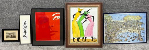 Five various artworks to include a photographic print after Harald Slott-Møller (1864-1937), a
