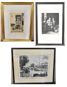 A collection of three framed and glazed etchings. H.53 W.41cm (largest)