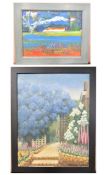 A framed oil on canvas by Norma Pollock and an oil on board by Florence Wood. H.46 W.56cm (largest)