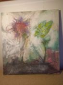 A contemporary mixed media painting on board by Harry Adams (STOT21stCPlanB) with title to