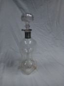 A 19th century glug decanter with a hallmarked silver collar possibly by Frederick Brasted, and an