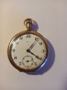 An engraved Swiss Fahys pocket watch with marks to the interior. In working order.