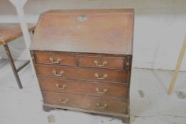 A Georgian mahogany bureau. H.102 W.91 D.56cm