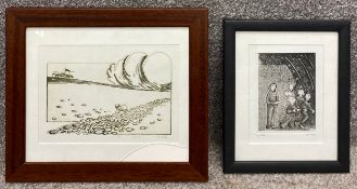 Two signed etchings by Tim Soper; one limited edition artist's proof etching with aquatint titled '