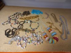 A collection of fifteen beaded and other necklaces.