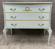 French style contemporary painted commode on cabriole supports.